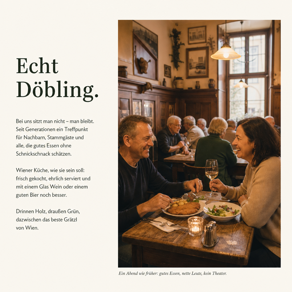 For Gasthaus s' Eckbeisl 1190 - 09 Restaurants & Gastronomie Section "hero" (Establish instantly tha